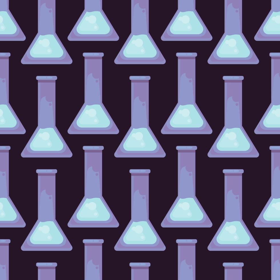 chemie fles patroon, naadloos patroon Aan Purper achtergrond. vector
