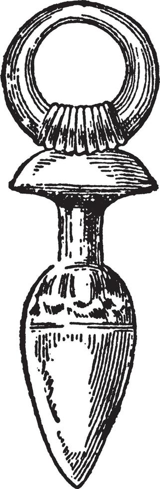 Assyrisch oorbel, wijnoogst gravure. vector