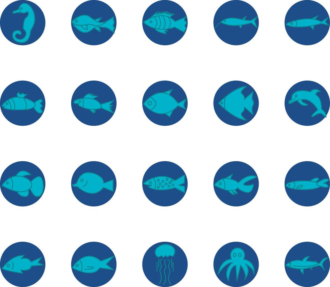 vissen in water icoon pak, illustratie, vector Aan een wit achtergrond.