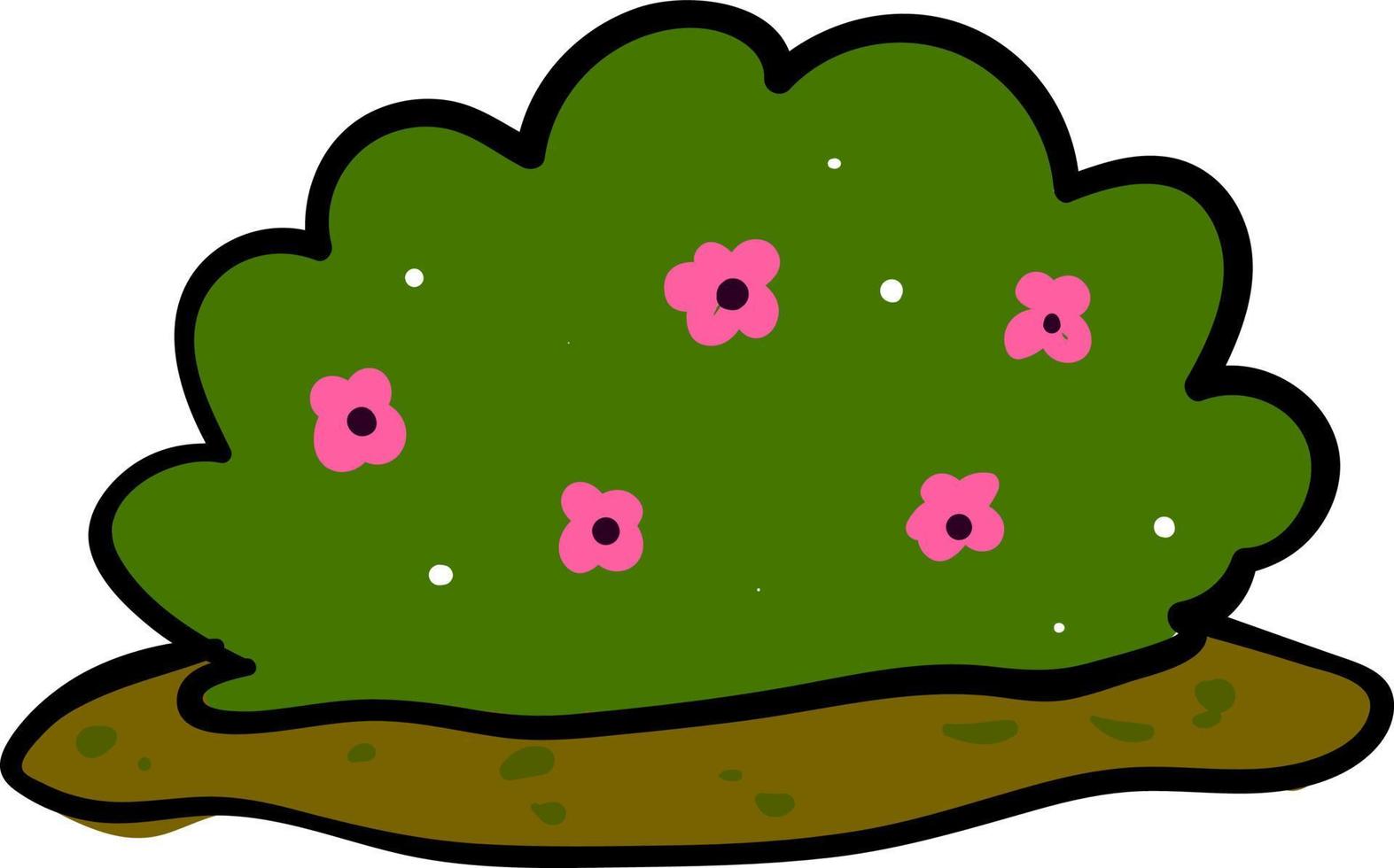 struik met bloemen, illustratie, vector Aan wit achtergrond.