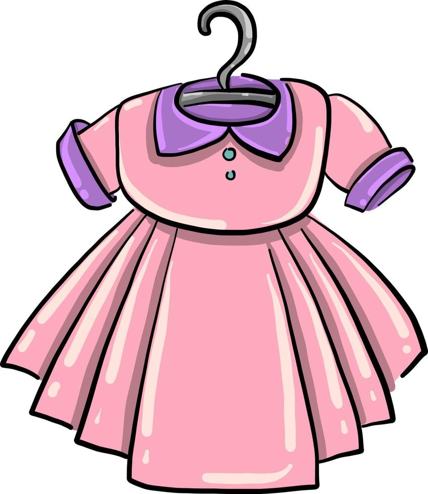 schattig roze jurk , illustratie, vector Aan wit achtergrond