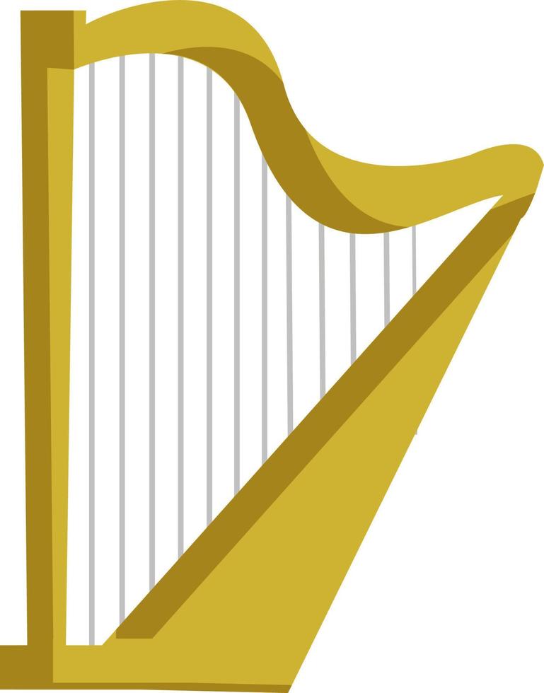 een gouden harp, vector of kleur illustratie.