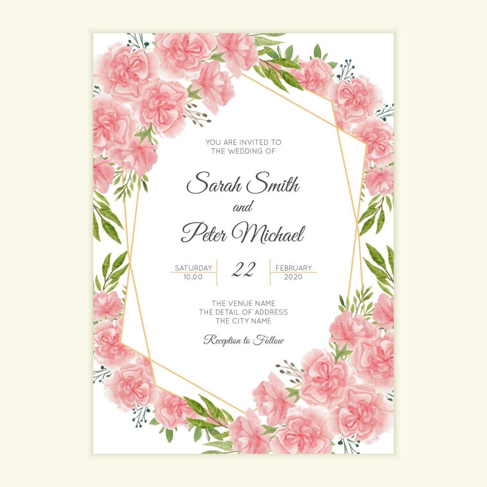 bruiloft uitnodigingskaart met aquarel anjer bloem vector