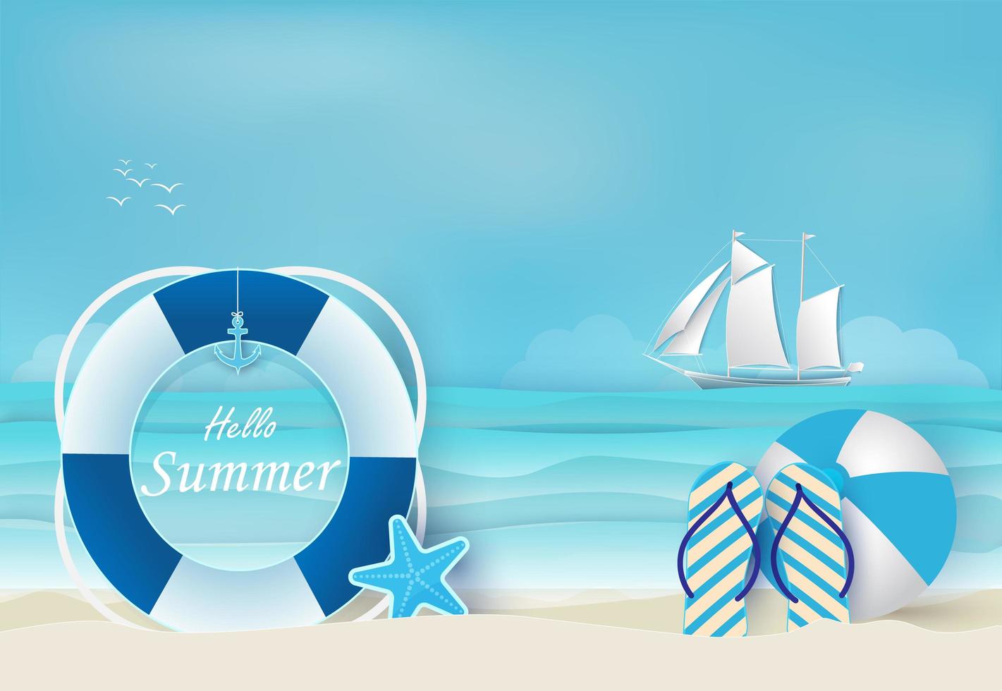 strand en zomer blauwe achtergrond vector