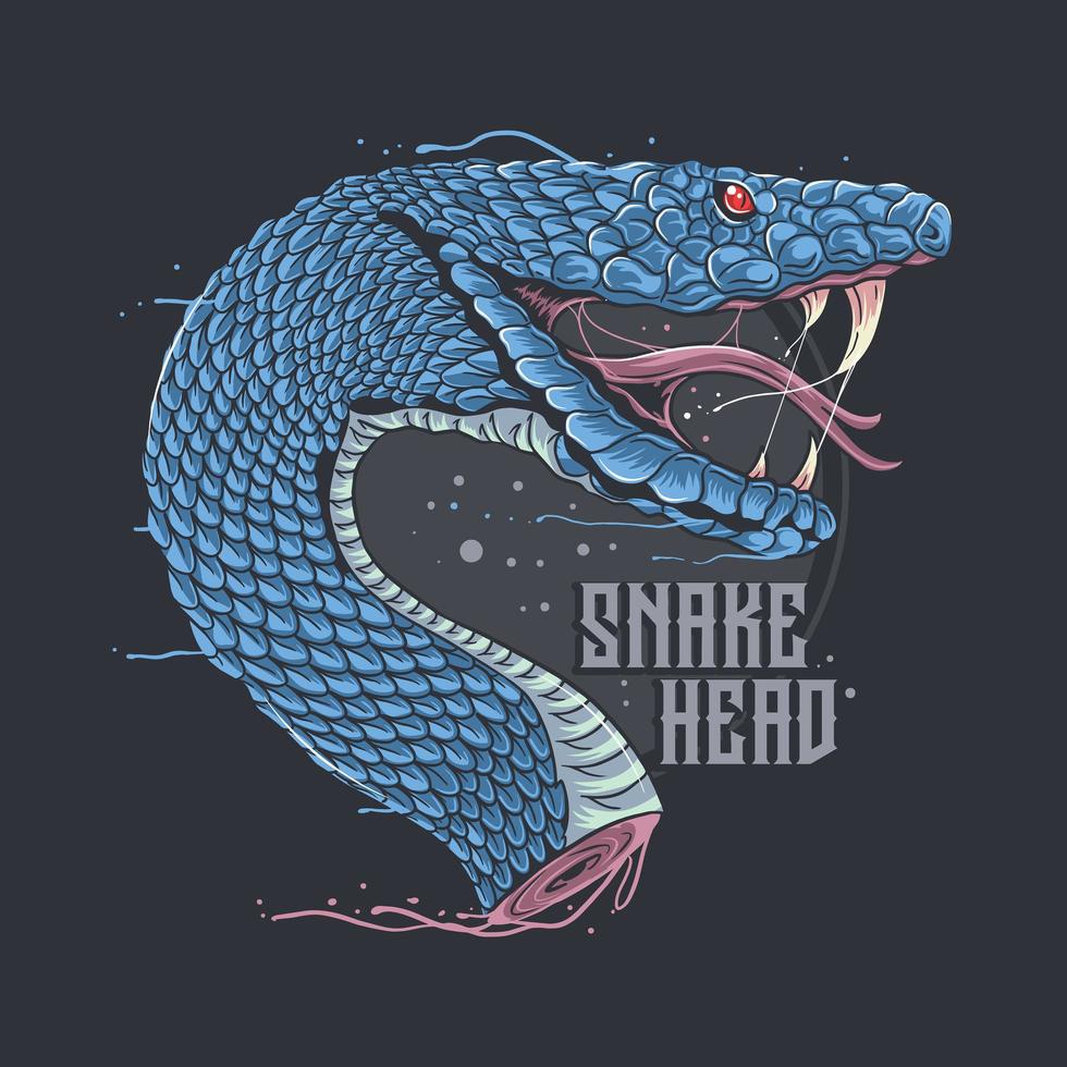 blauw phyton snake head design vector