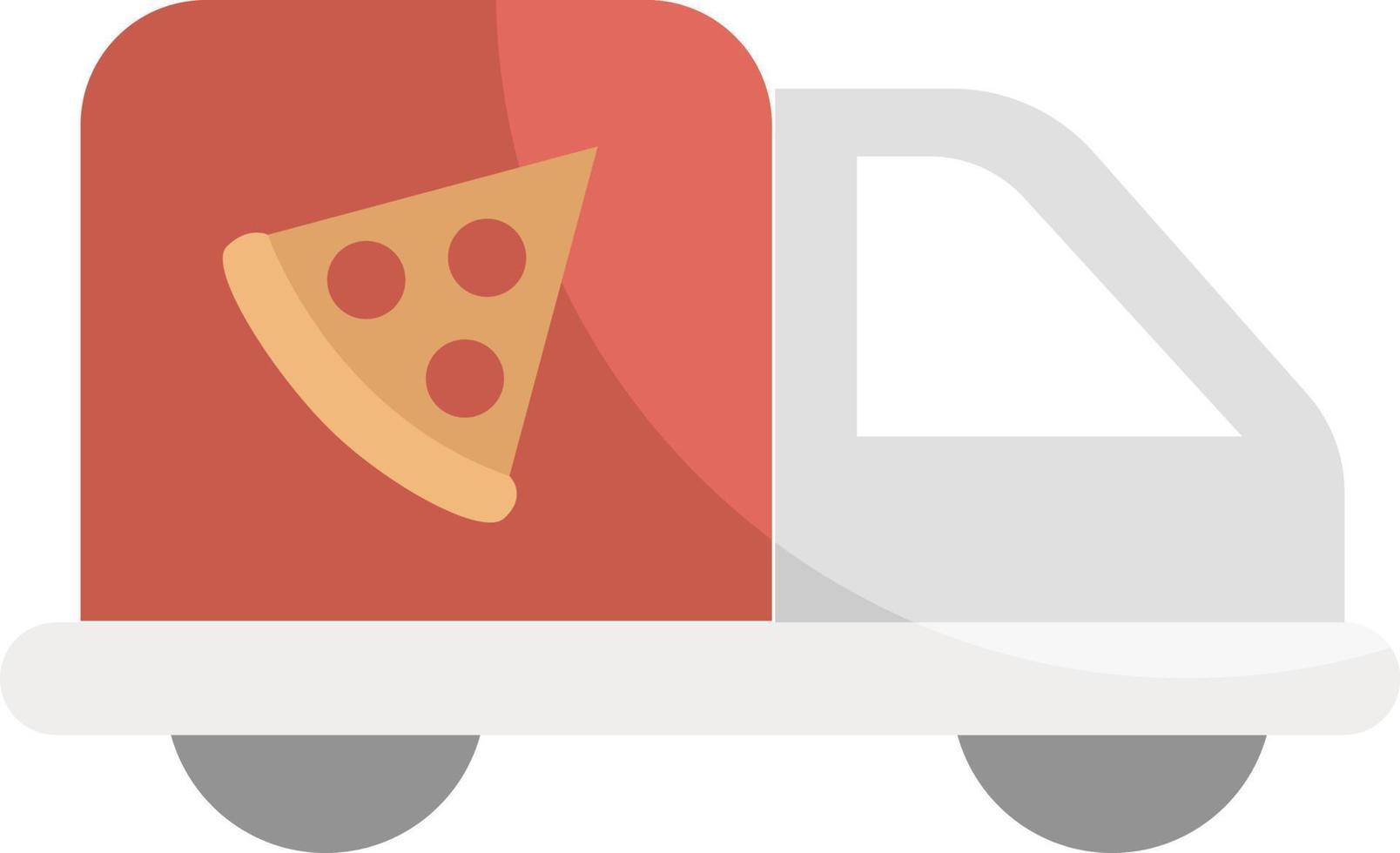 pizza levering vrachtwagen, icoon illustratie, vector Aan wit achtergrond