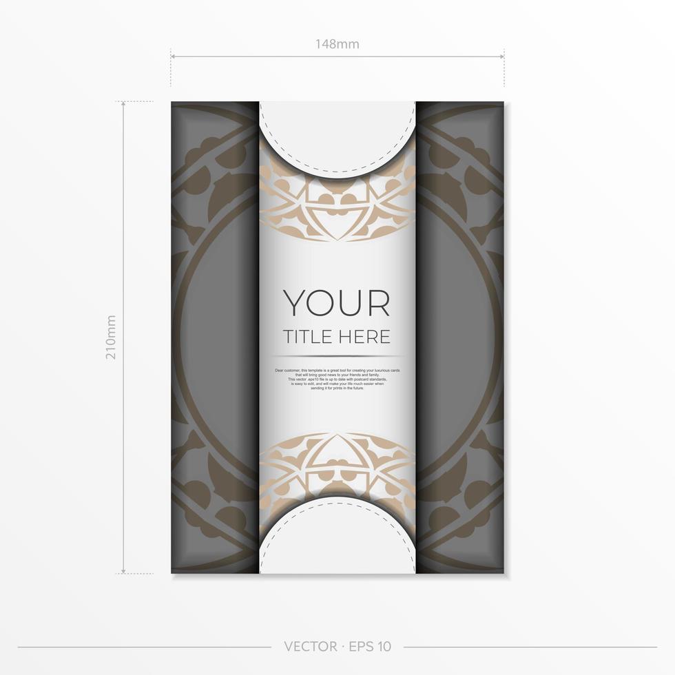 luxueus ontwerp van een ansichtkaart in wit kleur met patronen. vector uitnodiging kaart met plaats voor uw tekst en abstract ornament.