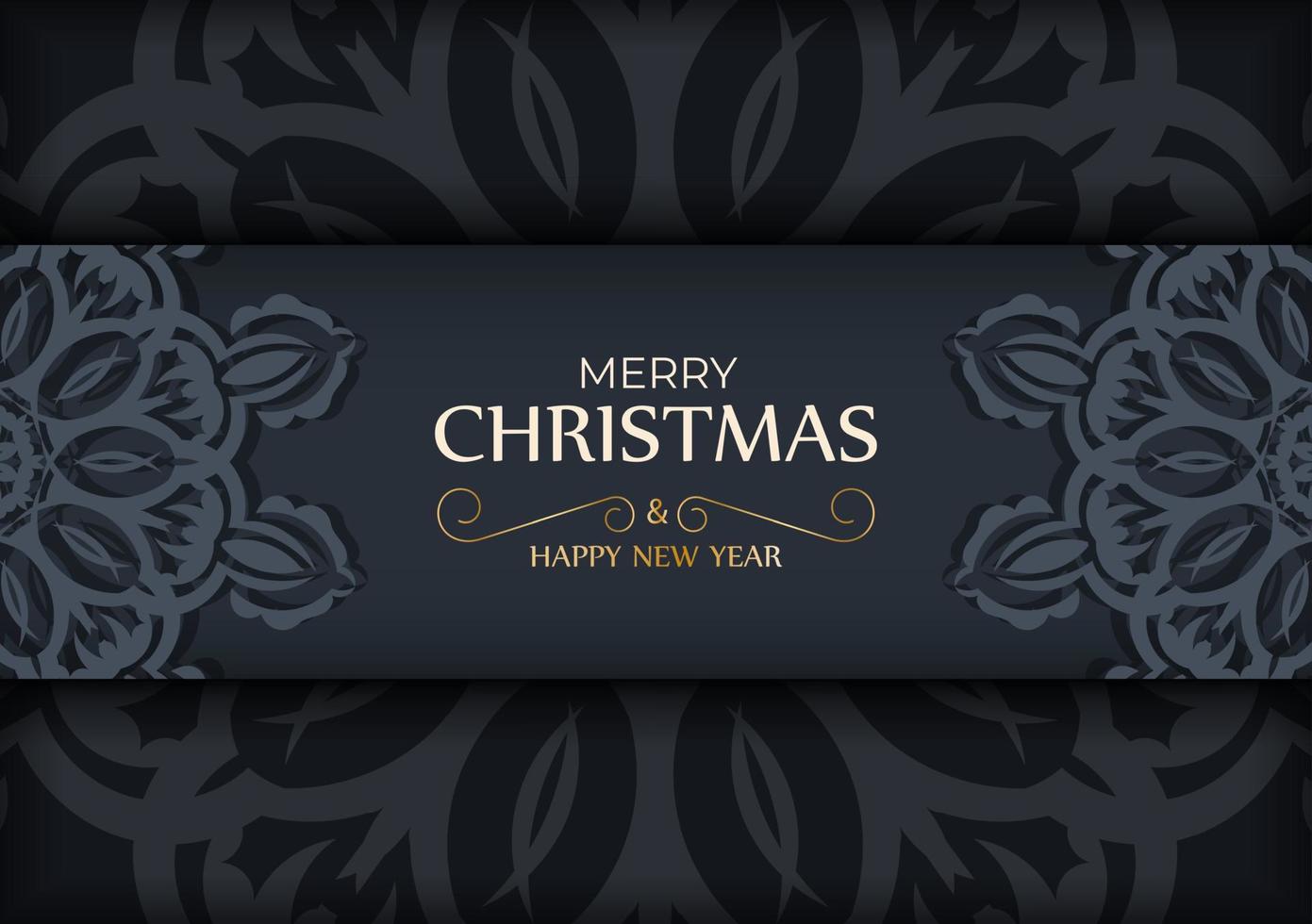 vakantie kaart vrolijk Kerstmis in donker blauw kleur met luxe blauw ornamenten vector