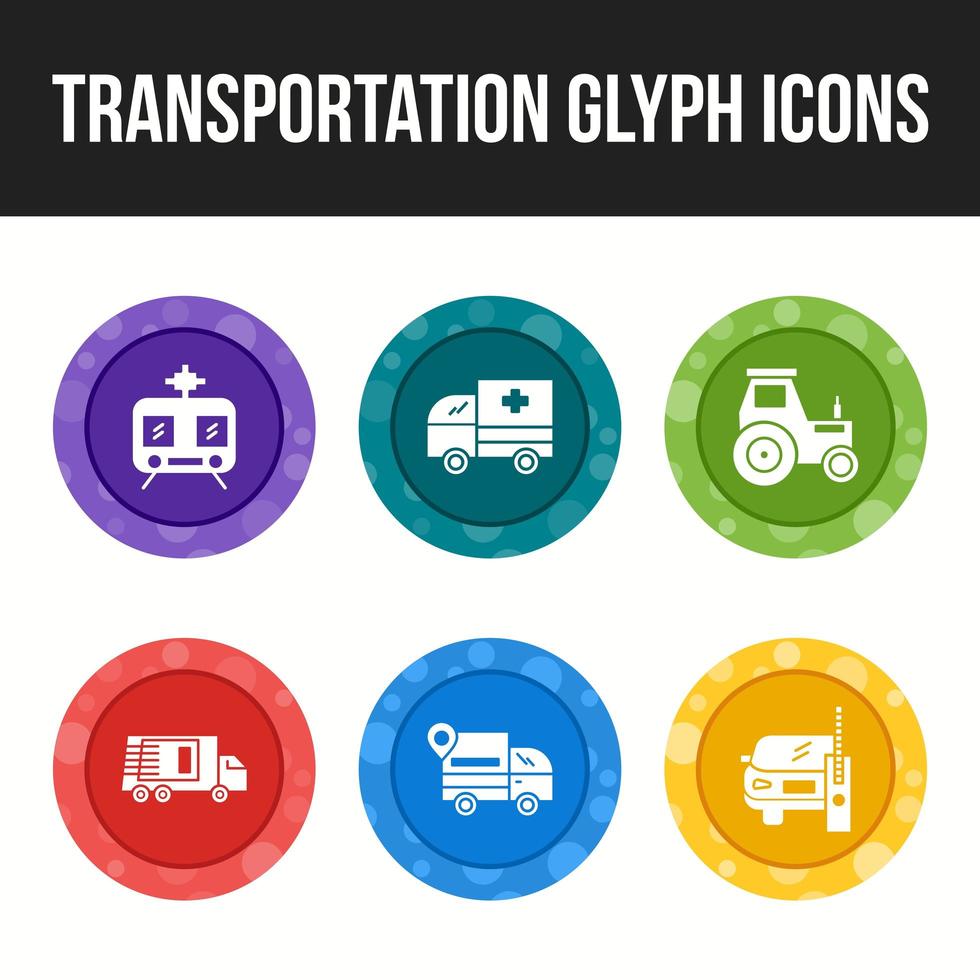 transport unieke glyph icon set vector