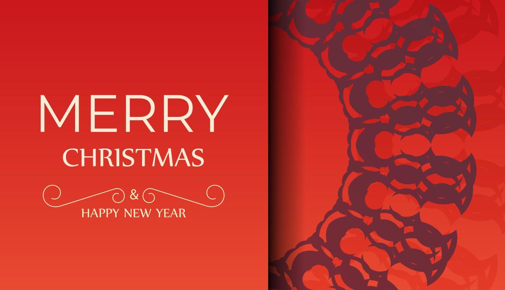 groet folder sjabloon vrolijk Kerstmis en gelukkig nieuw jaar rood kleur met wijnoogst bordeaux ornament vector