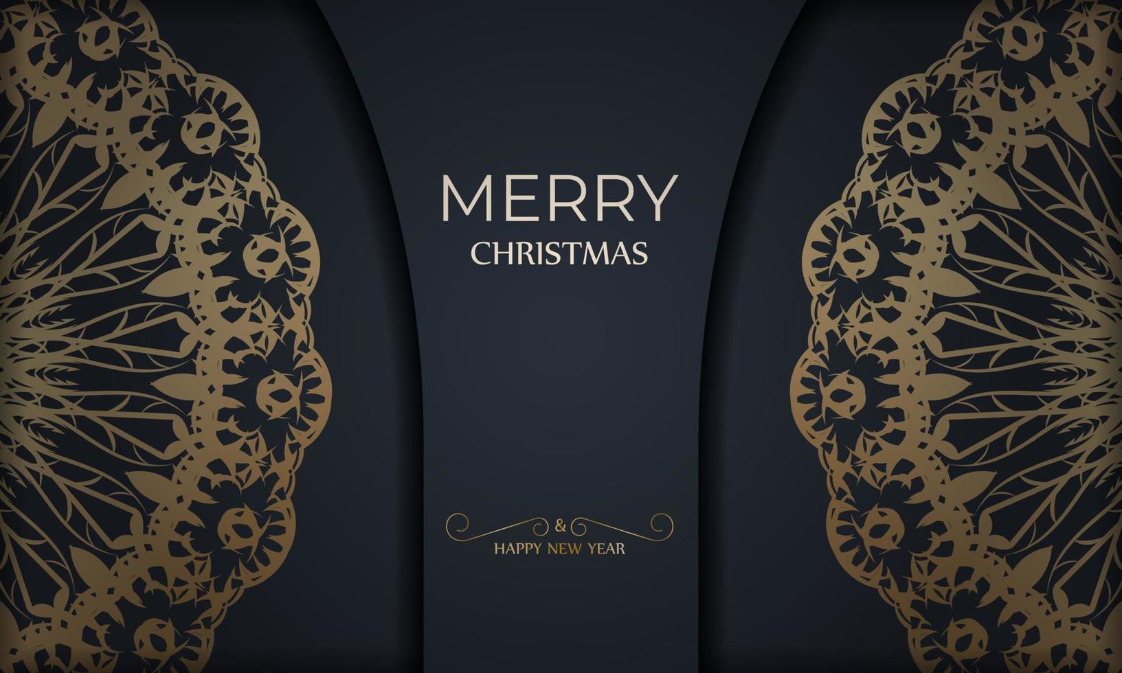 donker blauw gelukkig nieuw jaar brochure sjabloon met luxe blauw ornamenten vector
