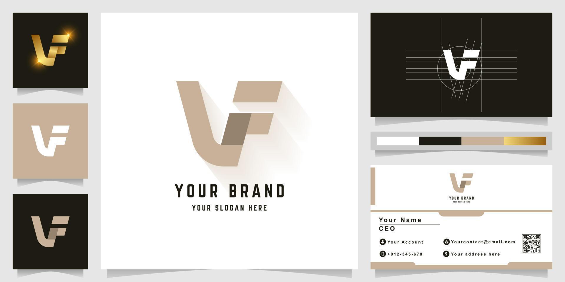 brief vf of lf monogram logo met bedrijf kaart ontwerp vector