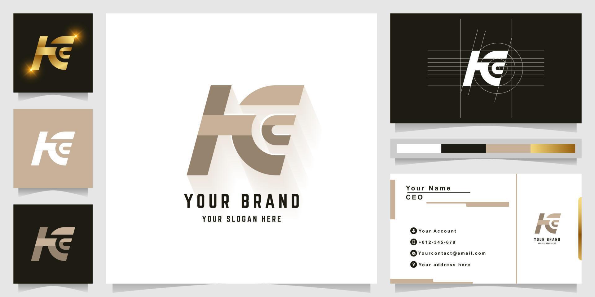 brief hc of kc monogram logo met bedrijf kaart ontwerp vector