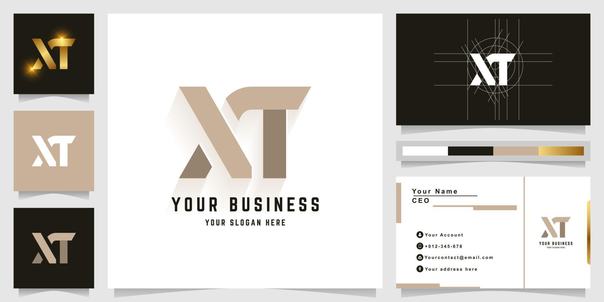 brief xt of xa monogram logo met bedrijf kaart ontwerp vector