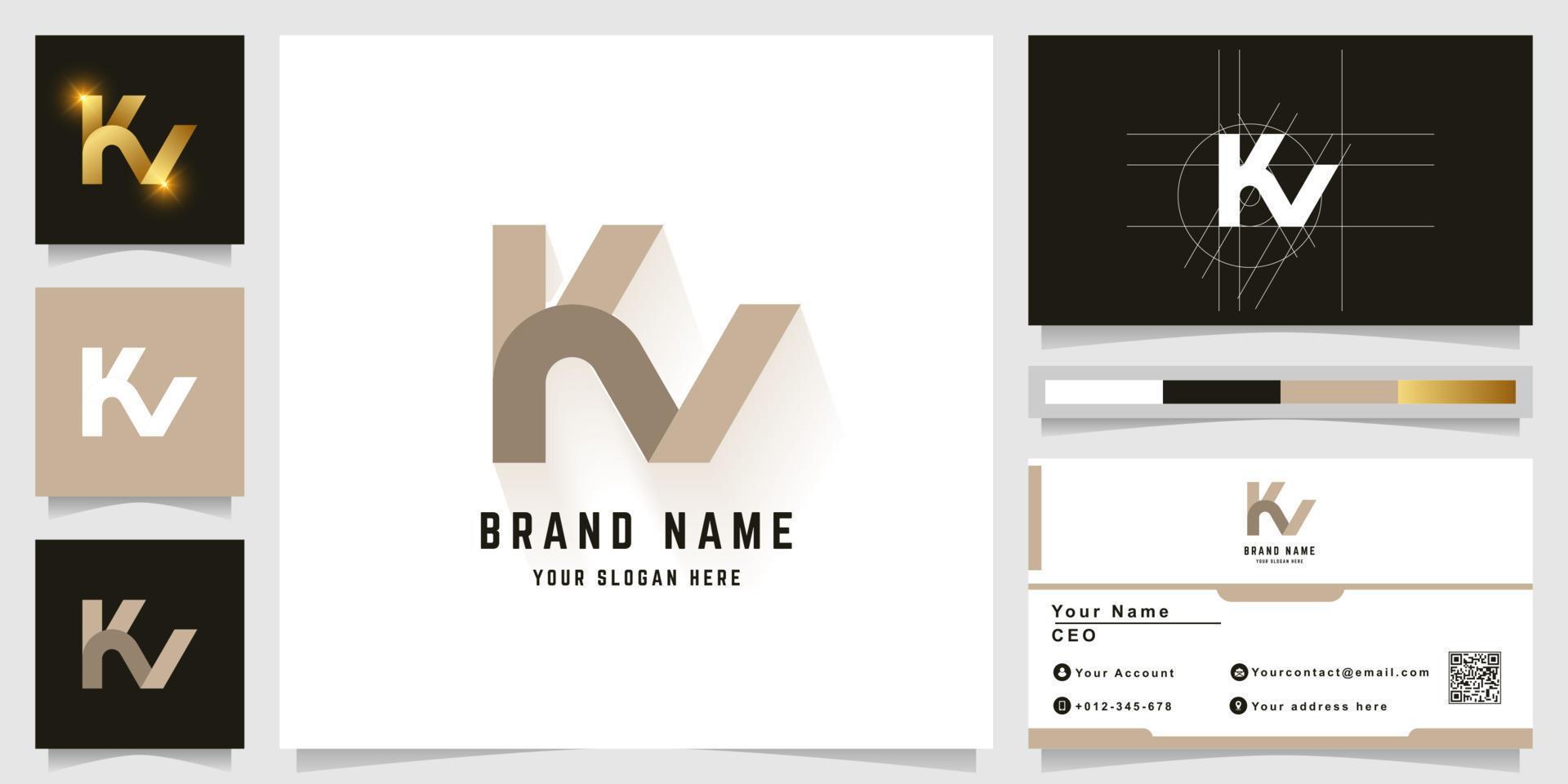 brief kv of kn monogram logo met bedrijf kaart ontwerp vector