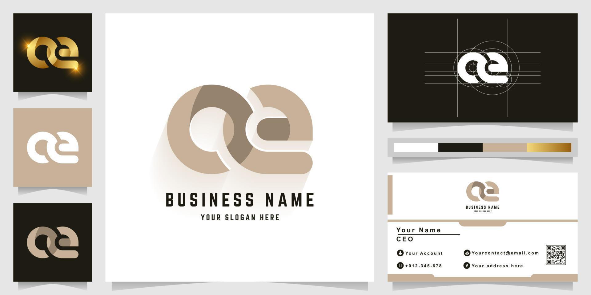 brief ae of oe monogram logo met bedrijf kaart ontwerp vector