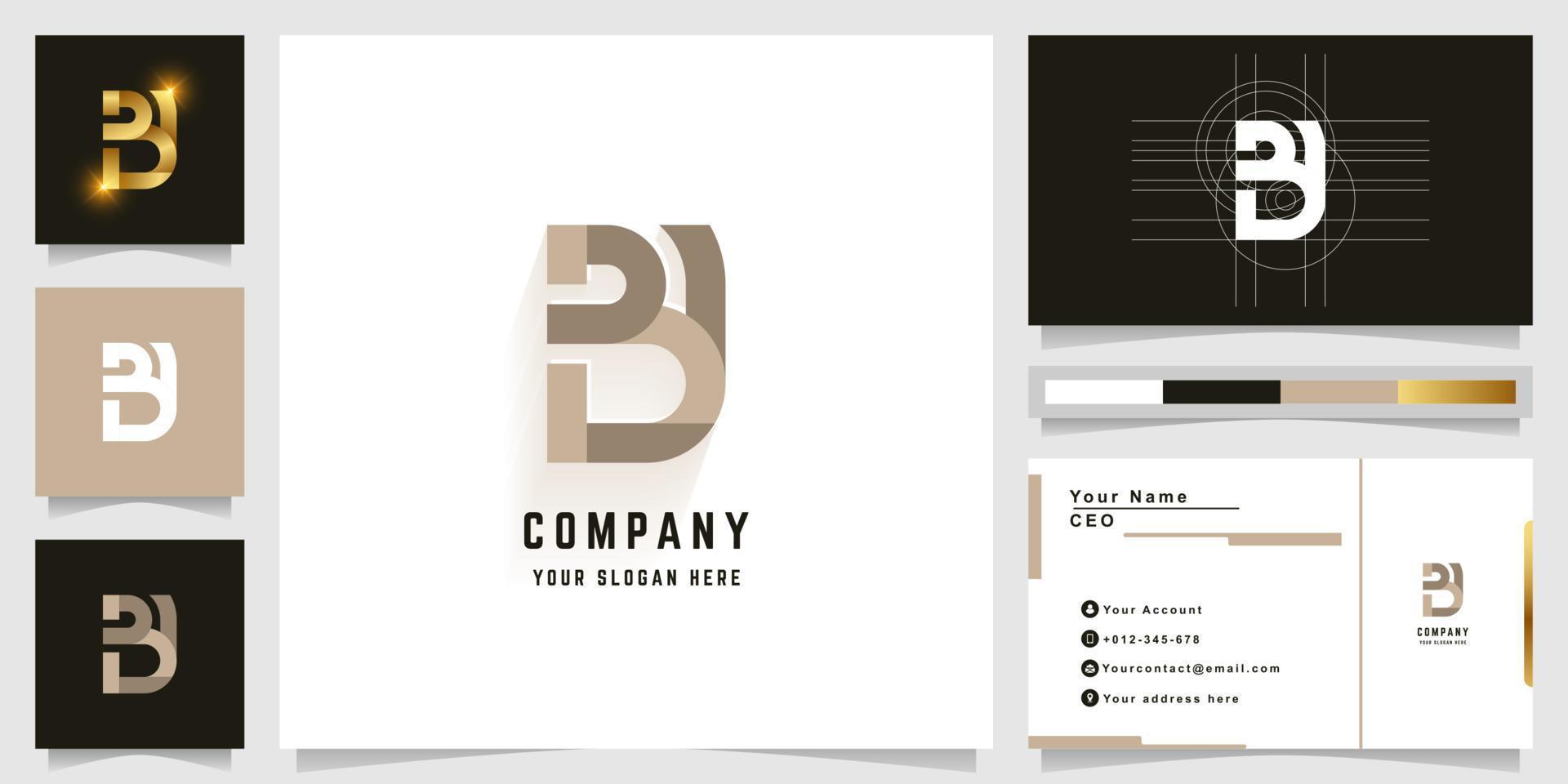 brief door of bi monogram logo met bedrijf kaart ontwerp vector