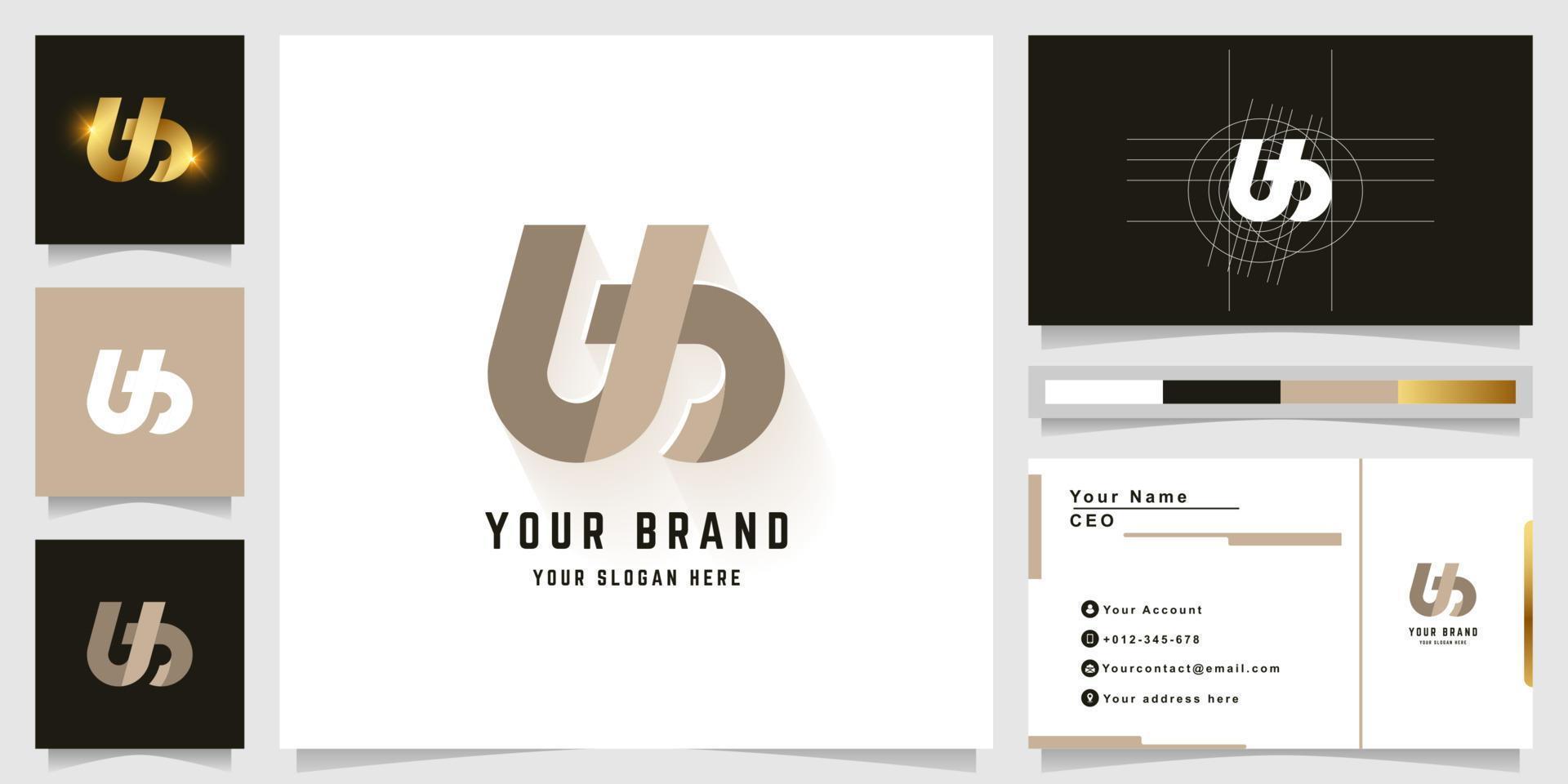 brief ub of utb monogram logo met bedrijf kaart ontwerp vector