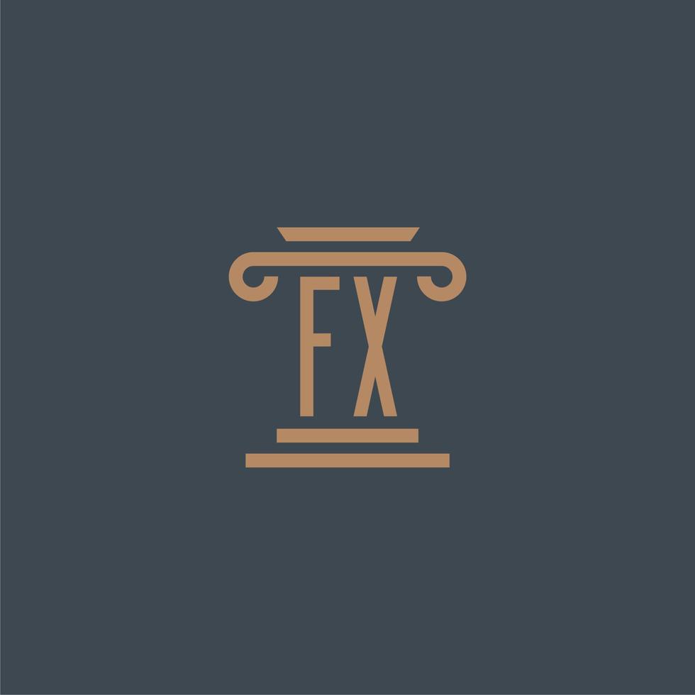 fx eerste monogram voor advocatenkantoor logo met pijler ontwerp vector