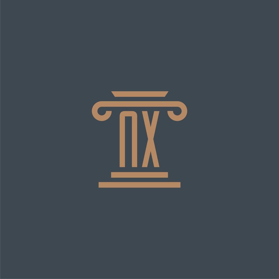 nx eerste monogram voor advocatenkantoor logo met pijler ontwerp vector