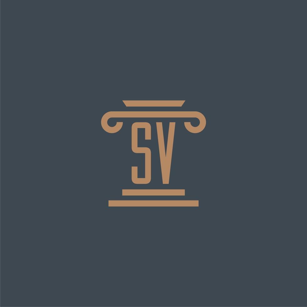 sv eerste monogram voor advocatenkantoor logo met pijler ontwerp vector