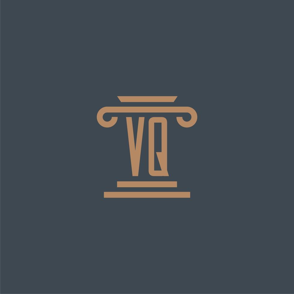 vq eerste monogram voor advocatenkantoor logo met pijler ontwerp vector