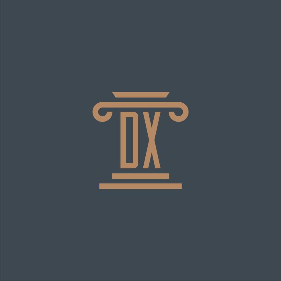 dx eerste monogram voor advocatenkantoor logo met pijler ontwerp vector