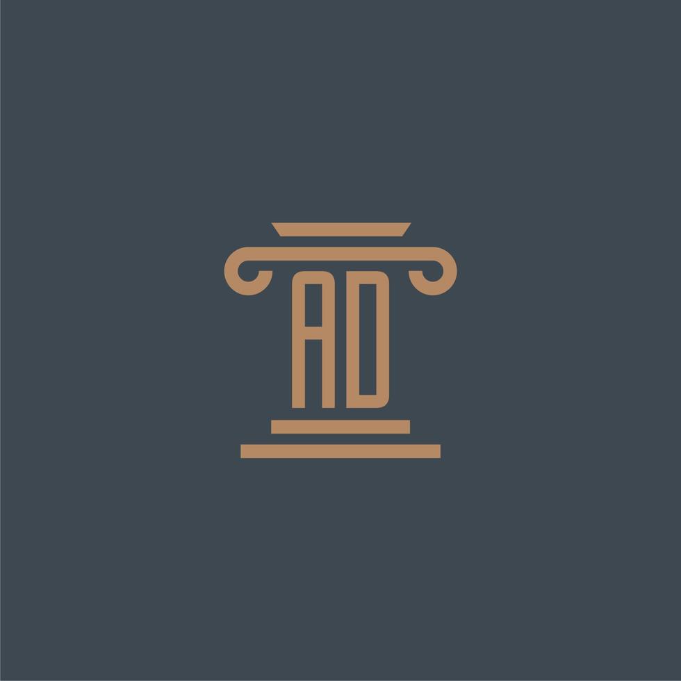 advertentie eerste monogram voor advocatenkantoor logo met pijler ontwerp vector