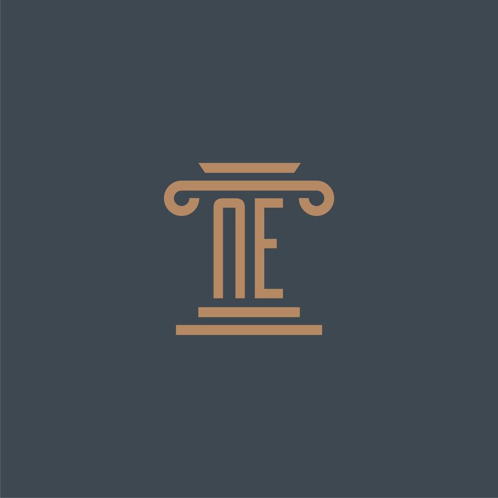 ne eerste monogram voor advocatenkantoor logo met pijler ontwerp vector