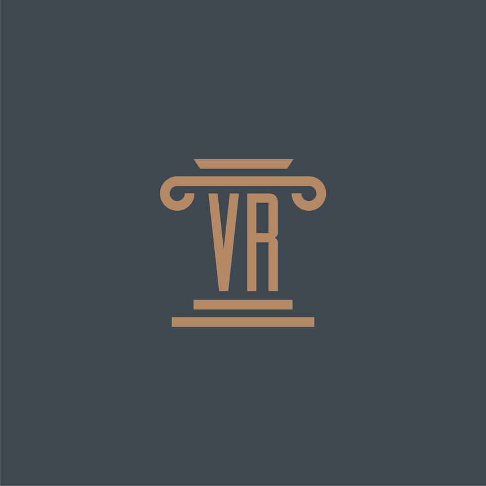 vr eerste monogram voor advocatenkantoor logo met pijler ontwerp vector