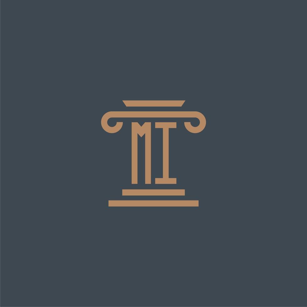 mi eerste monogram voor advocatenkantoor logo met pijler ontwerp vector