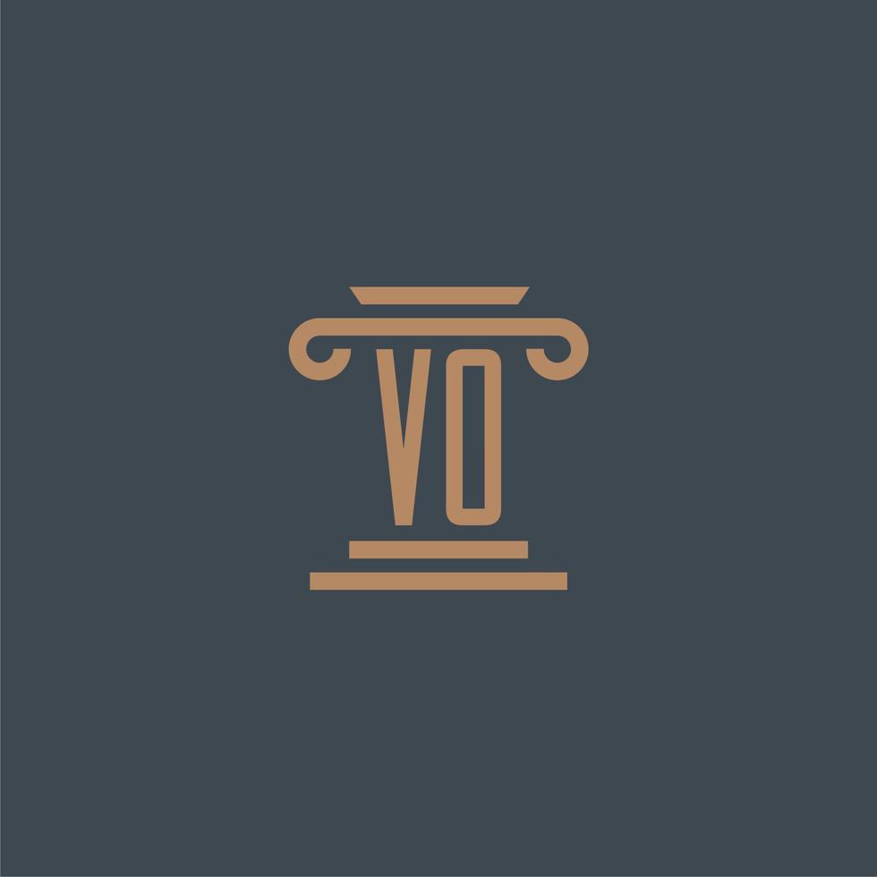 vo eerste monogram voor advocatenkantoor logo met pijler ontwerp vector