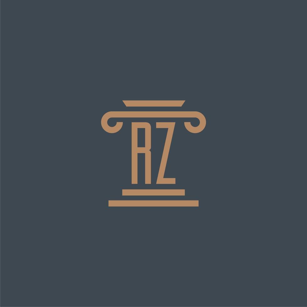 rz eerste monogram voor advocatenkantoor logo met pijler ontwerp vector