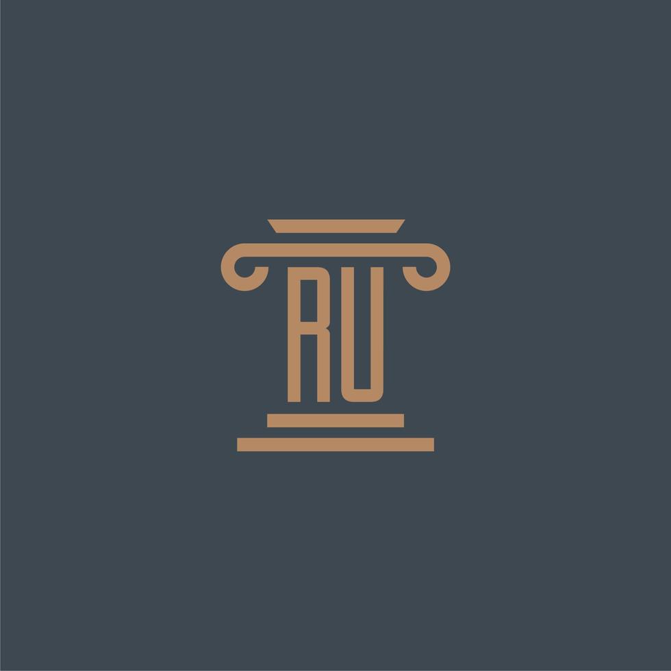 ru eerste monogram voor advocatenkantoor logo met pijler ontwerp vector