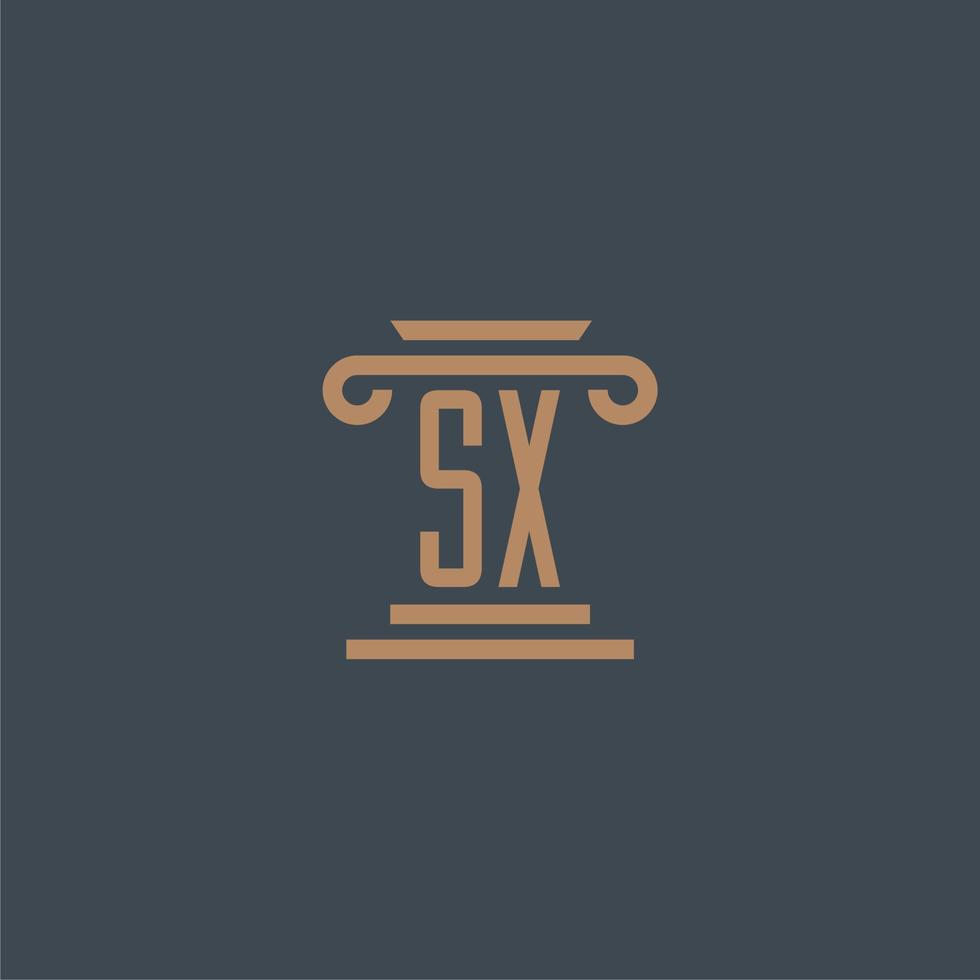 sx eerste monogram voor advocatenkantoor logo met pijler ontwerp vector