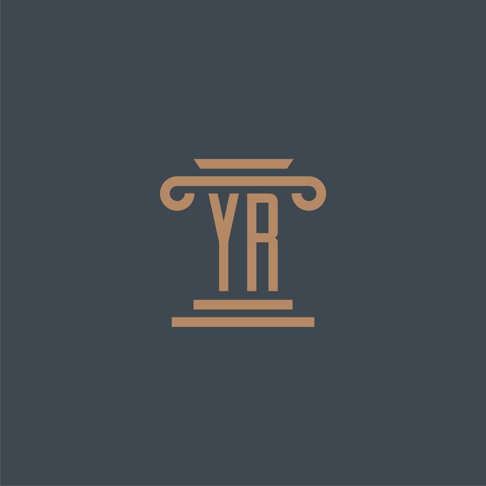 jaar eerste monogram voor advocatenkantoor logo met pijler ontwerp vector
