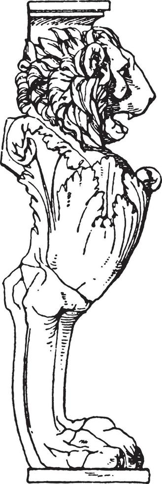 Romeins tafel ondersteuning trapezoforon, griffioenen, wijnoogst gravure. vector