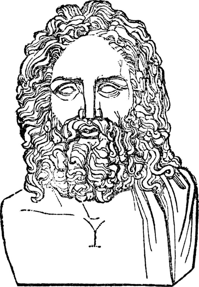 hoofd van Zeus wijnoogst illustratie. vector