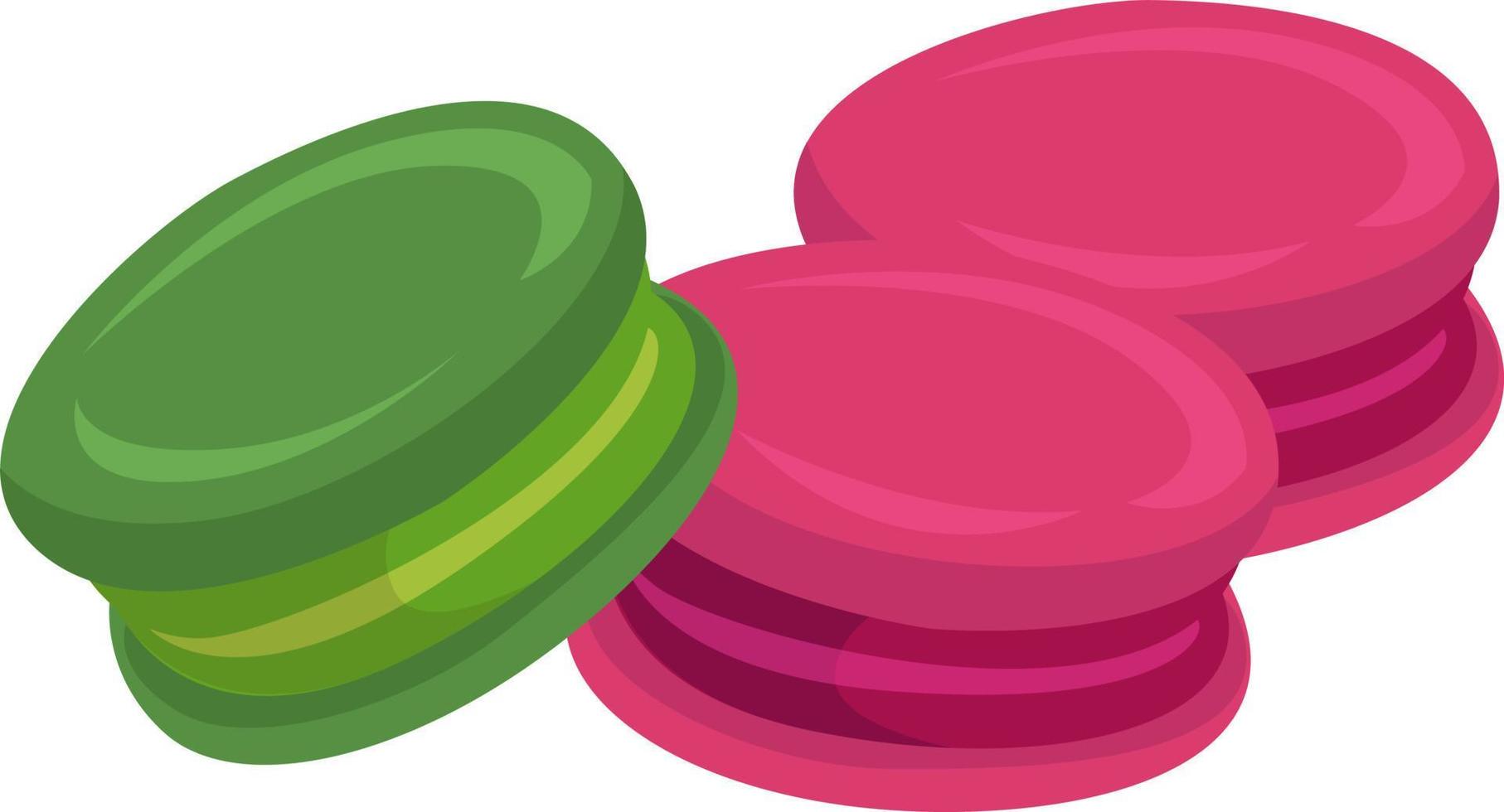 kleurrijk macarons, illustratie, vector Aan wit achtergrond