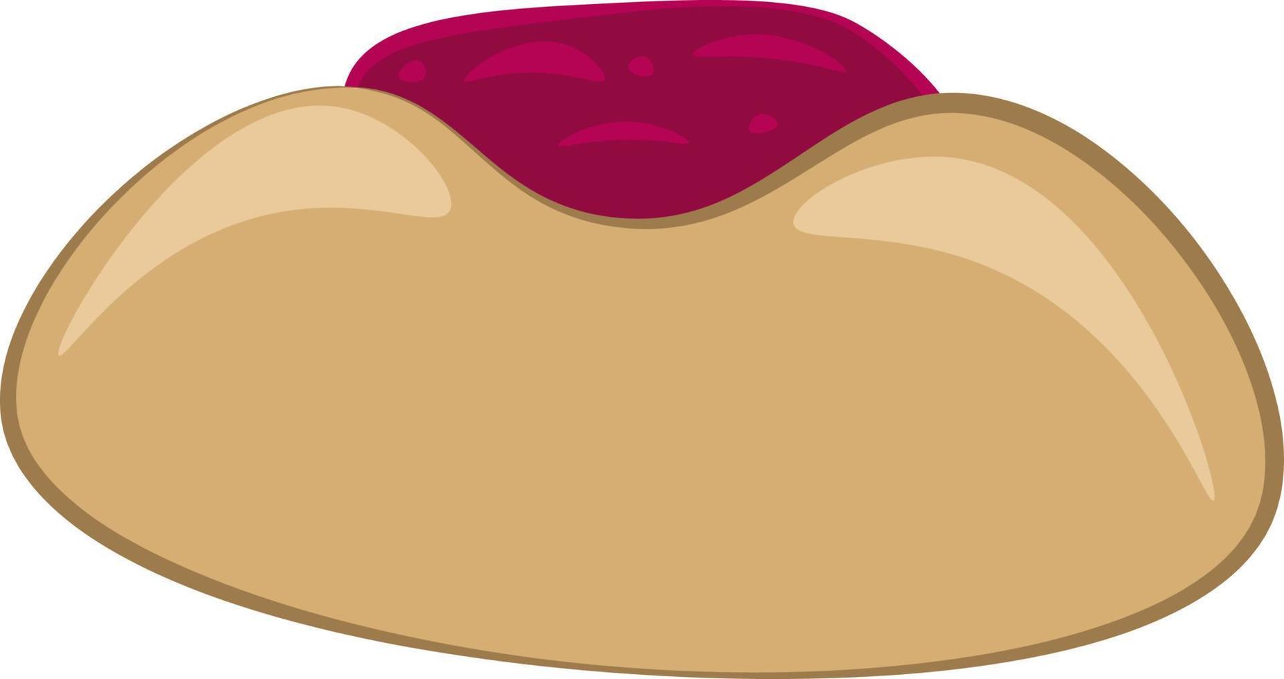 een koekje met een jam, vector of kleur illustratie.