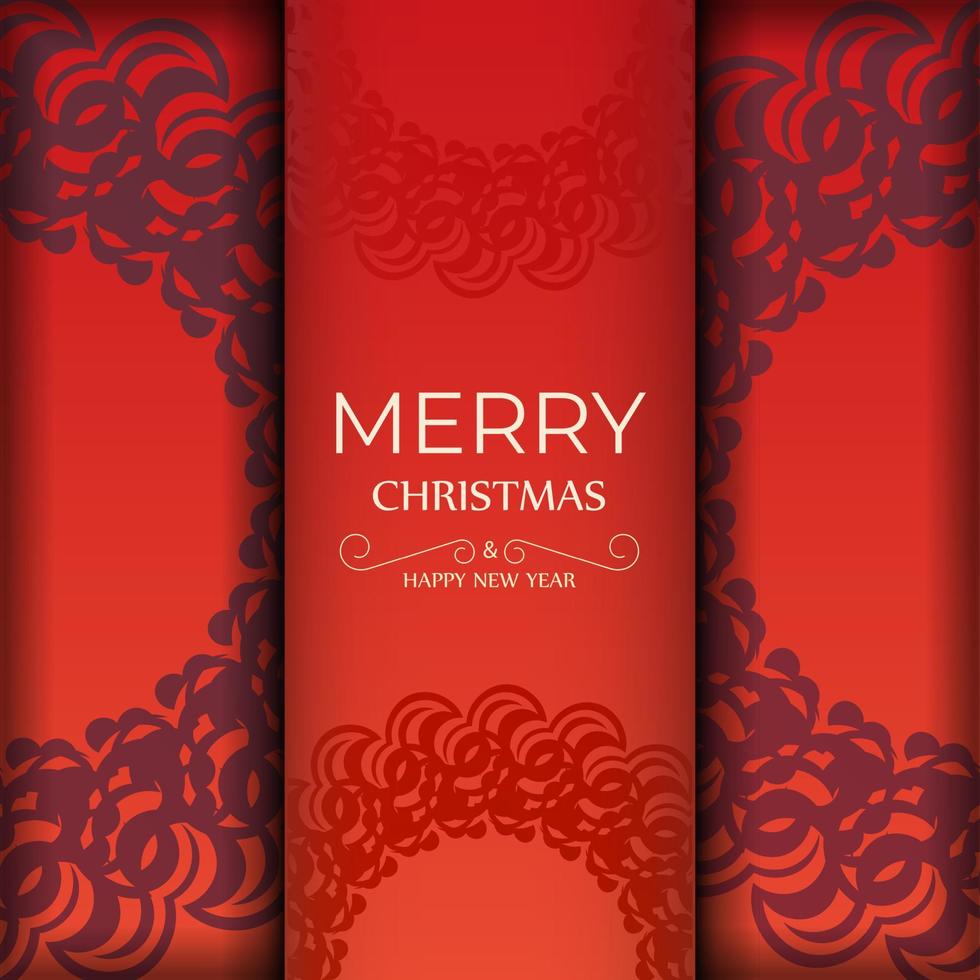 rood kleur vrolijk Kerstmis folder sjabloon met wijnoogst bordeaux ornament vector