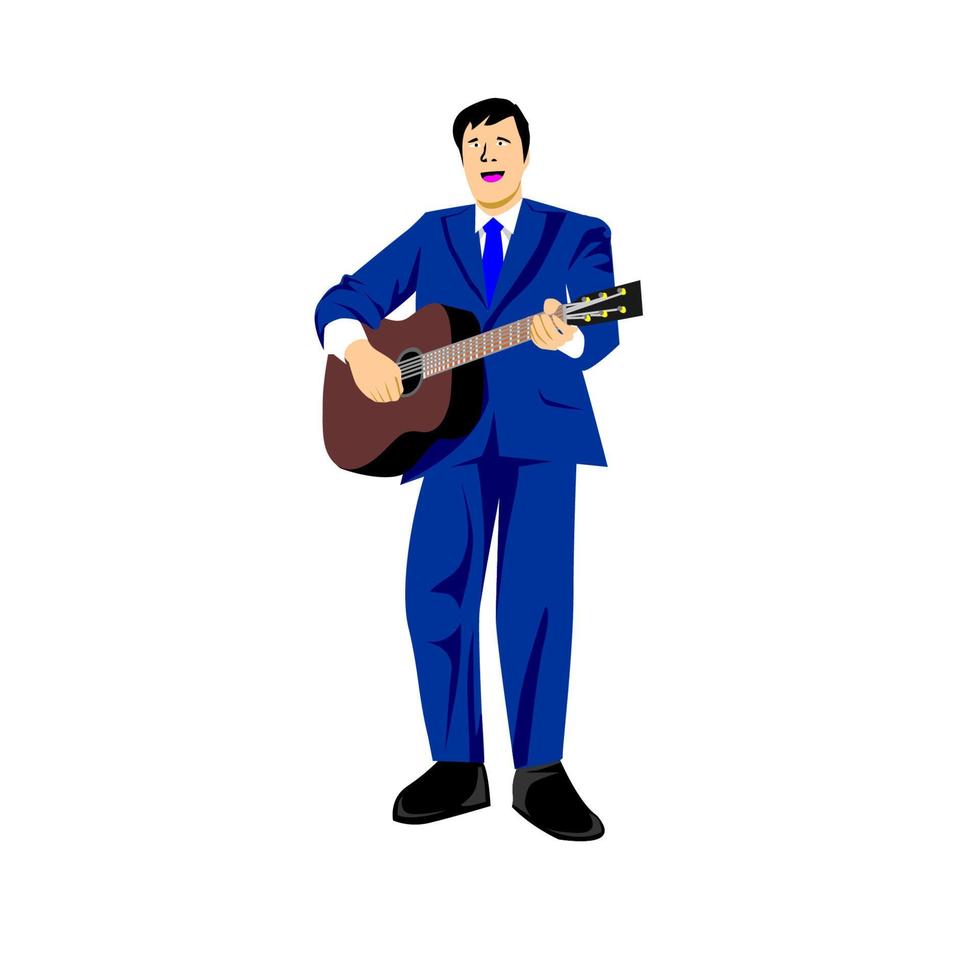 Mens Speel gitaar ontwerp illustratie. muziek- instrument speler. gitarist Mens. vector