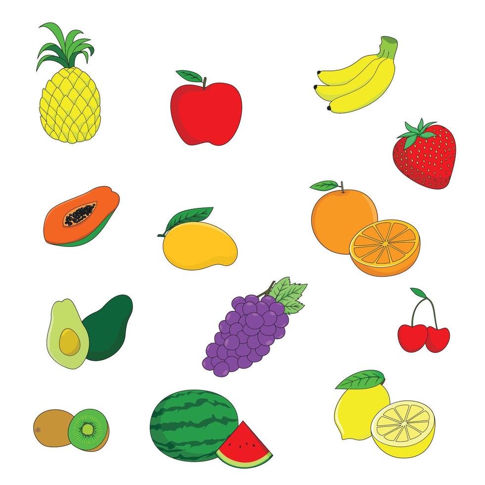 reeks van fruit ontwerp. gezond voedsel icoon teken en symbool. vector