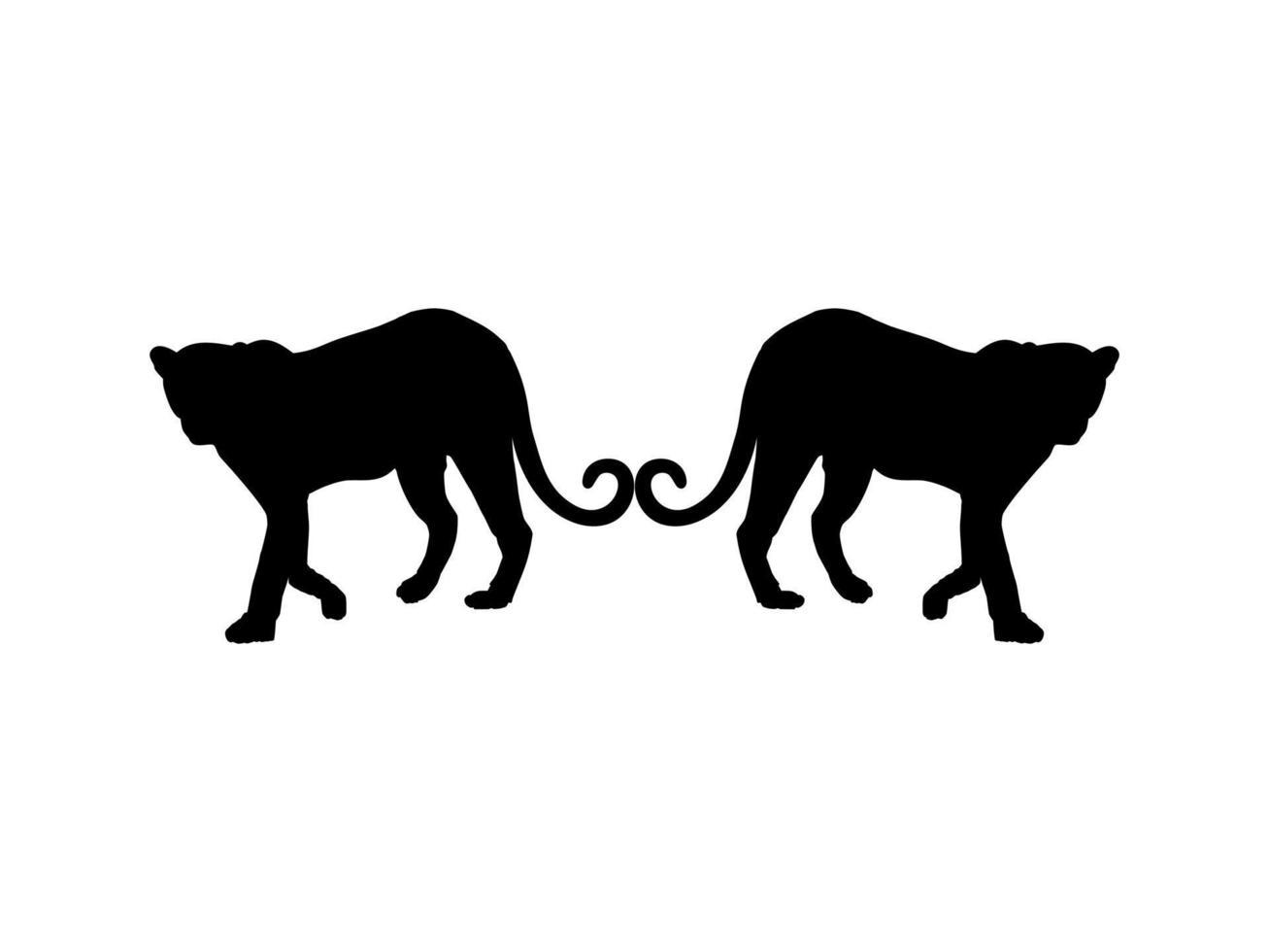 wandelen staand tijger, luipaard, Jachtluipaard, zwart panter, jaguar, groot kat familie silhouet voor logo of grafisch ontwerp element. vector illustratie
