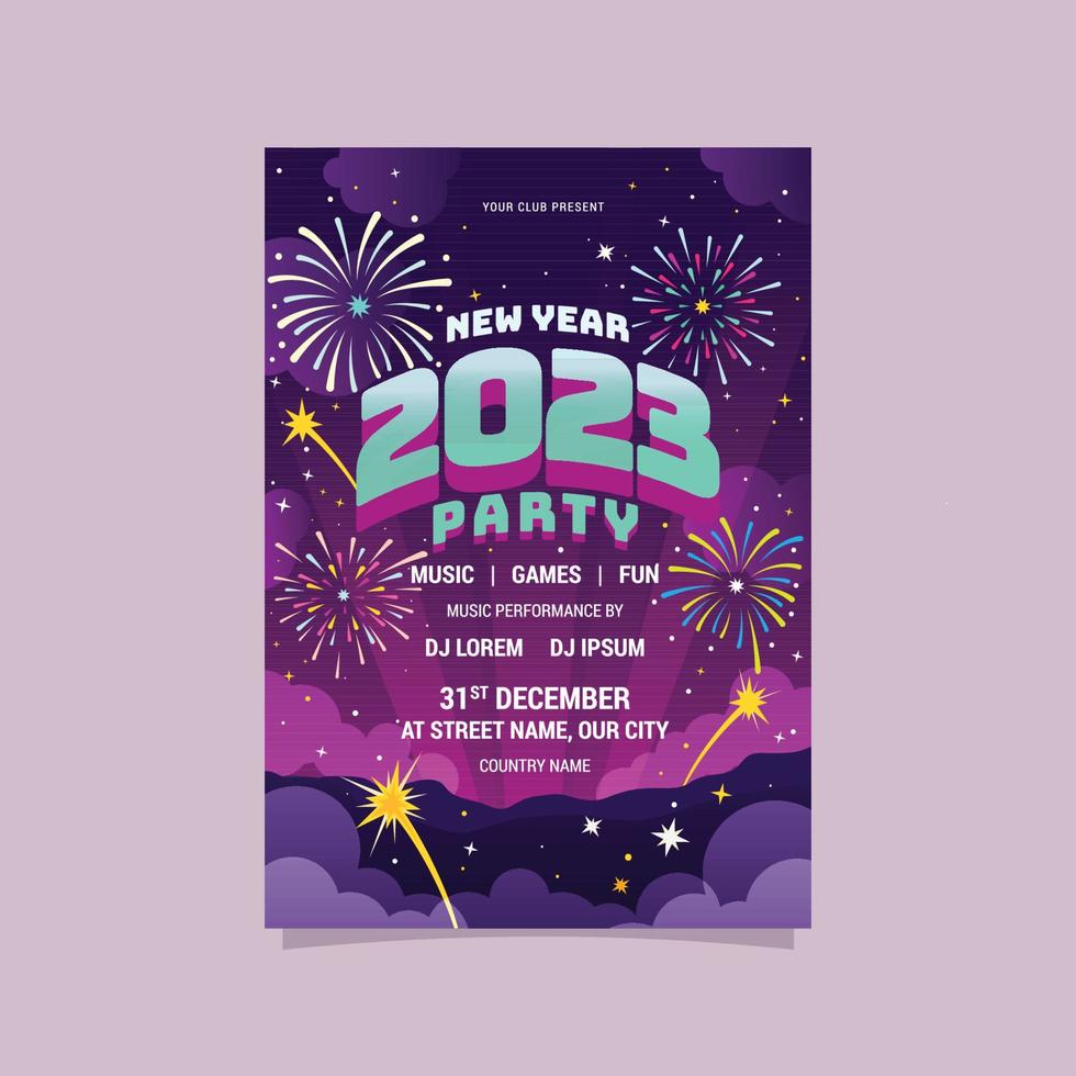 nieuw jaar 2023 festival poster vector