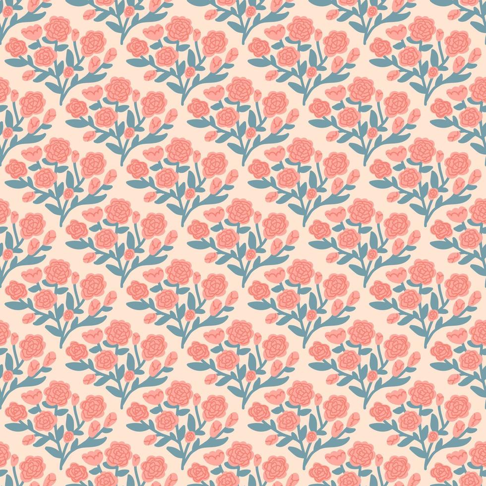 rozen en bladeren damast naadloos patroon. vector illustratie.