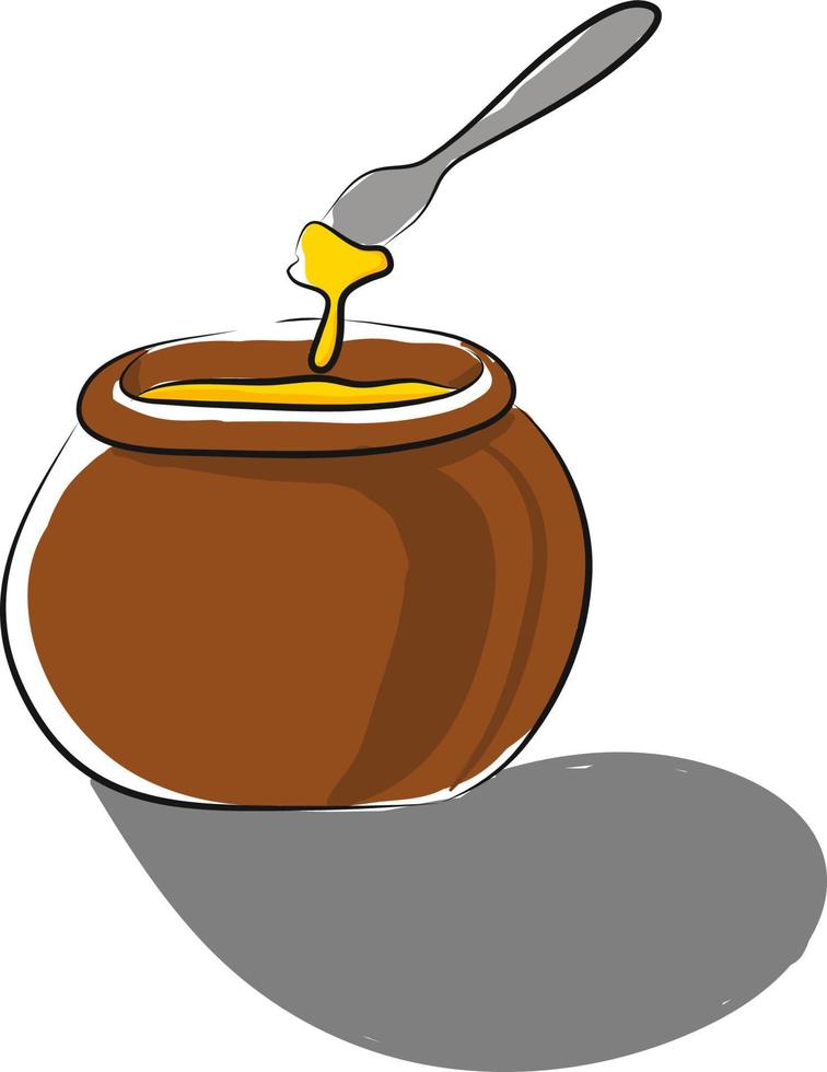 een pot van honing, vector of kleur illustratie.