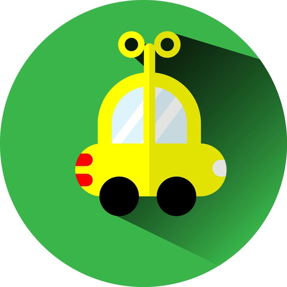 geel auto speelgoed, illustratie, vector, Aan een wit achtergrond. vector