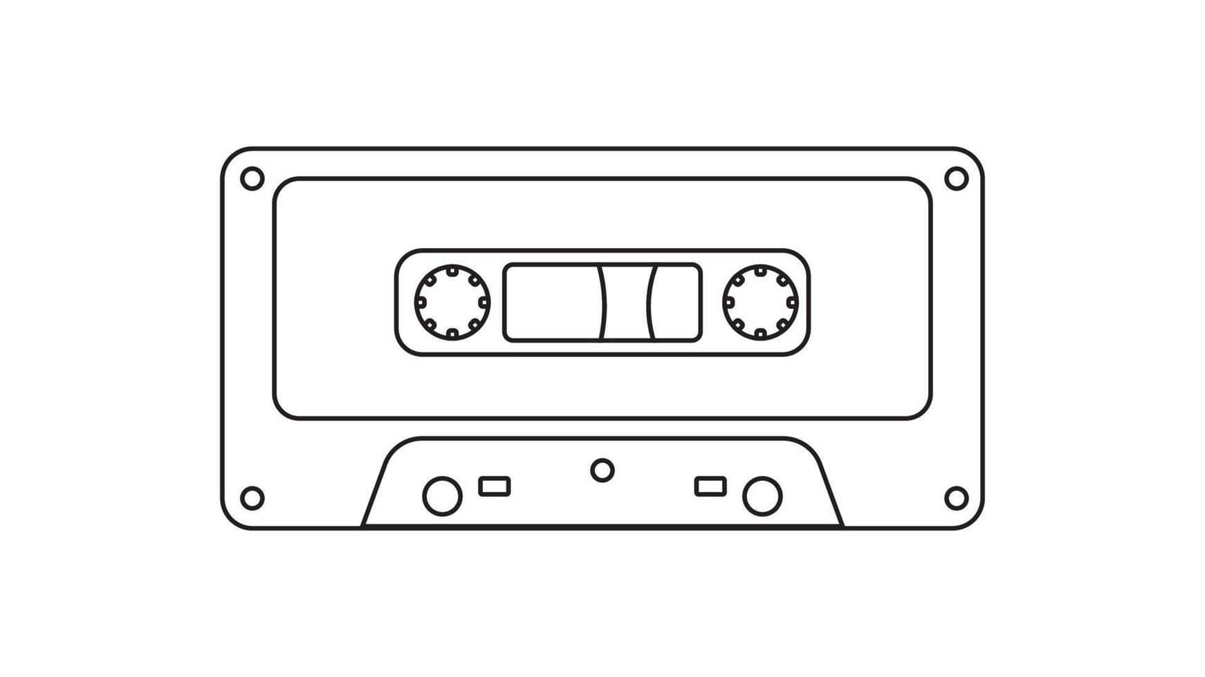 oud retro wijnoogst muziek- audio cassette voor audio plakband opnemer met magnetisch plakband van jaren 70, jaren 80, jaren 90. zwart en wit icoon. vector illustratie