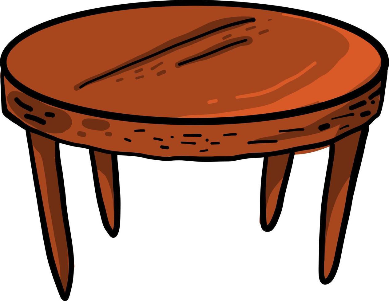 houten ronde tafel, illustratie, vector Aan wit achtergrond